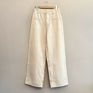 Cream & White Vertical Stripe High Rise Denim Wide Leg Pants – Size 26  Like New